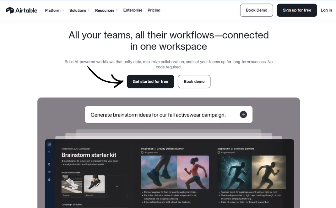 Airtable homepage
