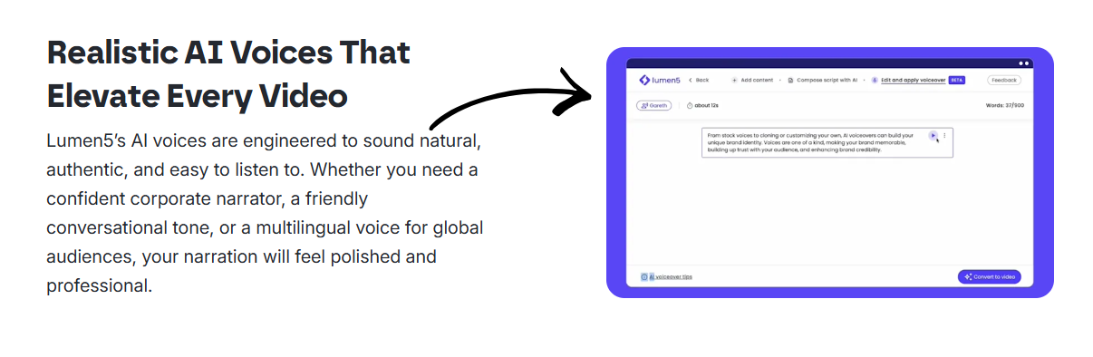 Lumen5 AI voice Generator