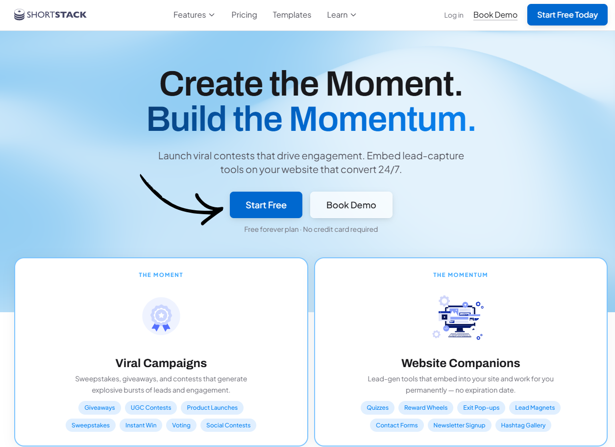ShortStack homepage
