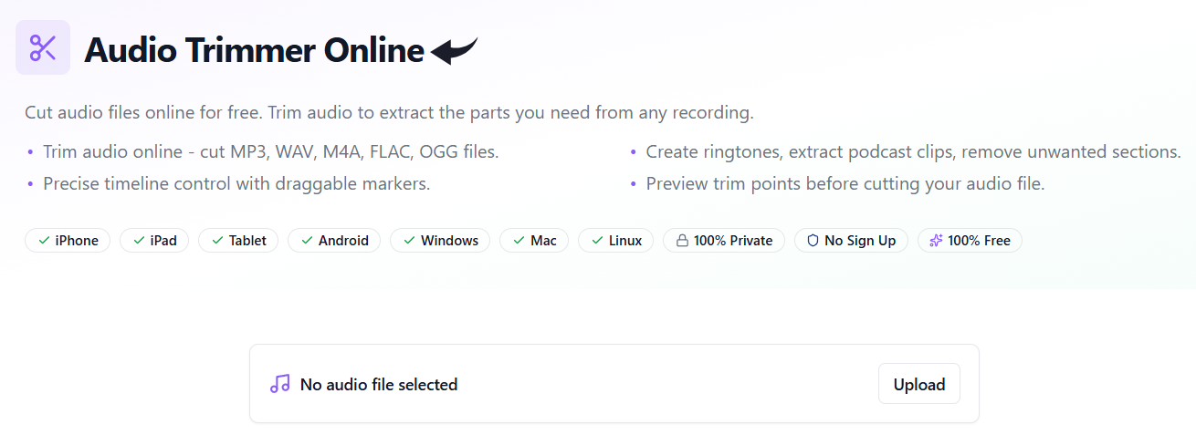 GliaCloud Review 2026: Best AI Video Generator? 10 GliaCloud Audio Trimmer Image