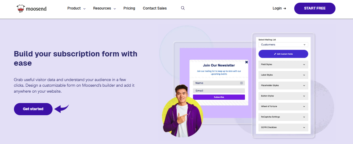 Moosend Subscription Form Builder Image