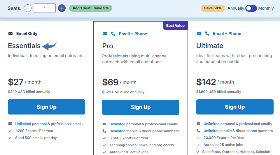 RocketReach Review in 2026: Best Email Finder Tool? 15 RocketReach Pricing Image