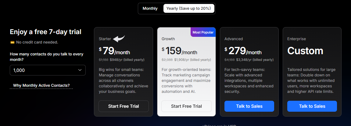 Respond io pricing Image