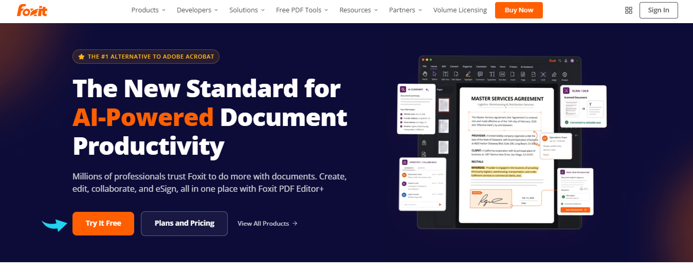 Foxit vs UPDF 2026 — Which PDF Editor Fits Your Team? 4 Foxit Introduction Image
