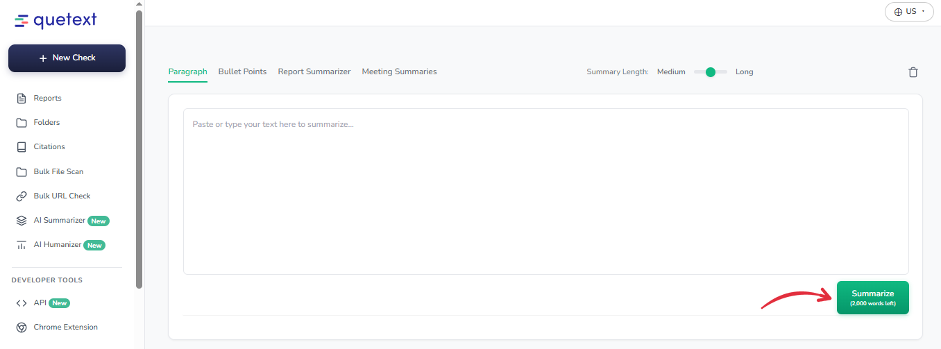 Quetext AI Summarizer
