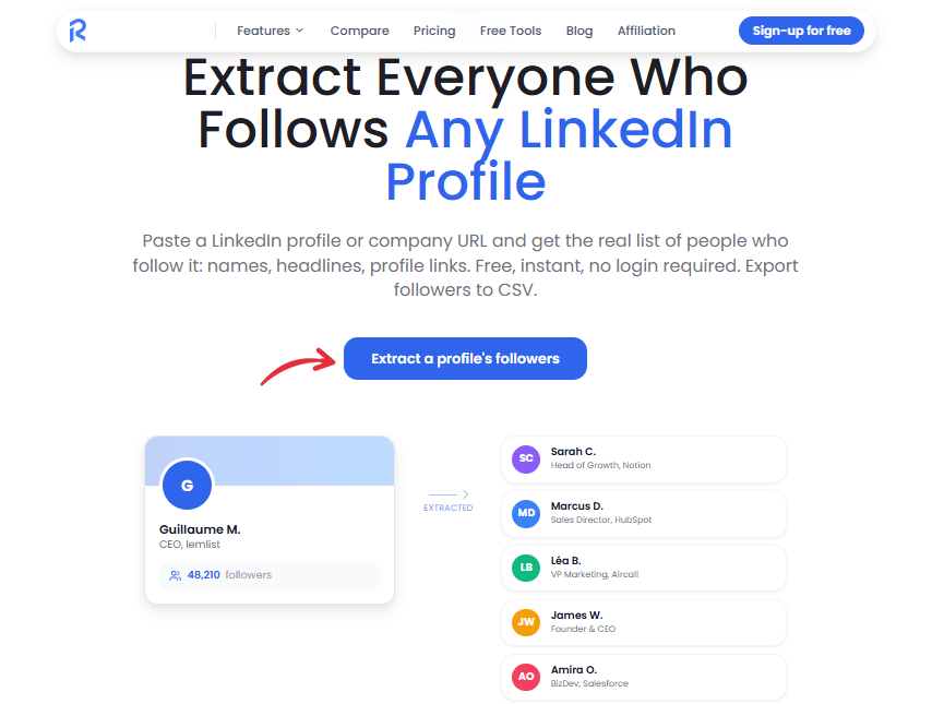 ReactIn Follower Scraper