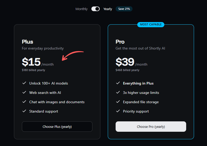 Shortly AI Review 2026: 100+ AI Models for $15 — Any Catch? 11 Shortly AI Pricing